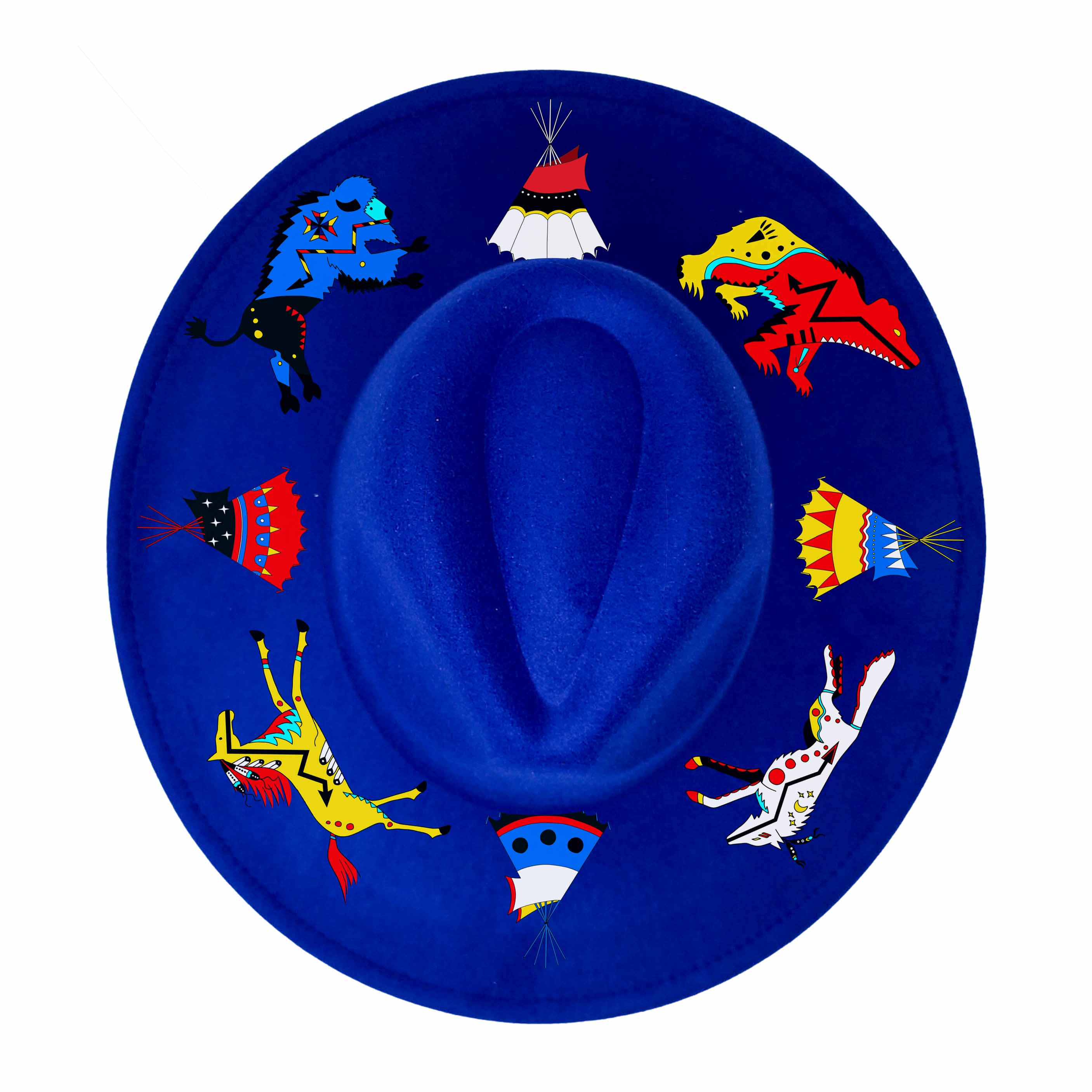 Medicine Wheel Ledger Animals Fedora Hat