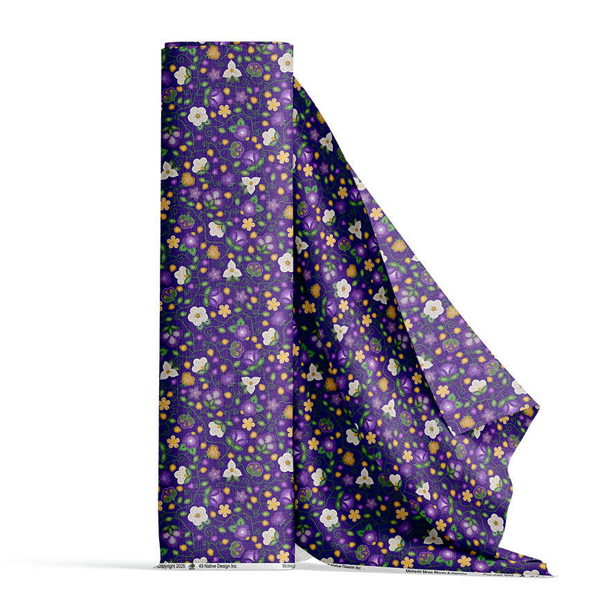 Midnight Moss Bloom Aubergine Satin Fabric By the Yard Pre Order