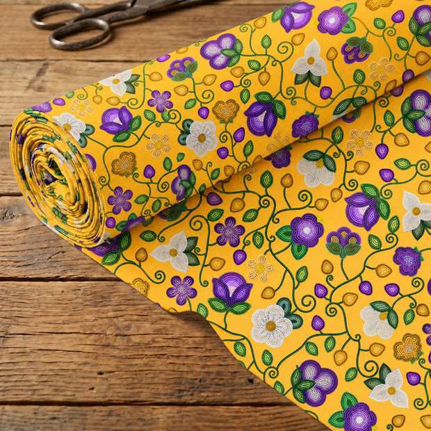 Midnight Moss Bloom Yellow Satin Fabric By the Yard Pre Order