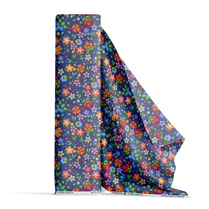 Morning Harmony Sapphire Satin Fabric By the Yard Pre Order