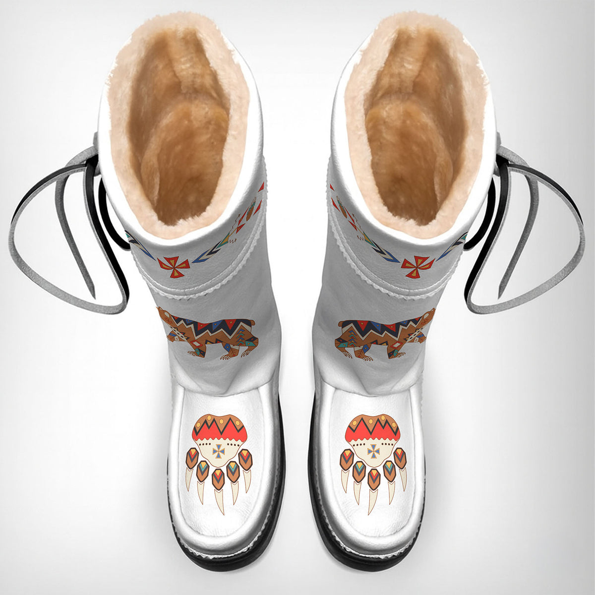Morning Star Bear White Real Leather MocLux Tall