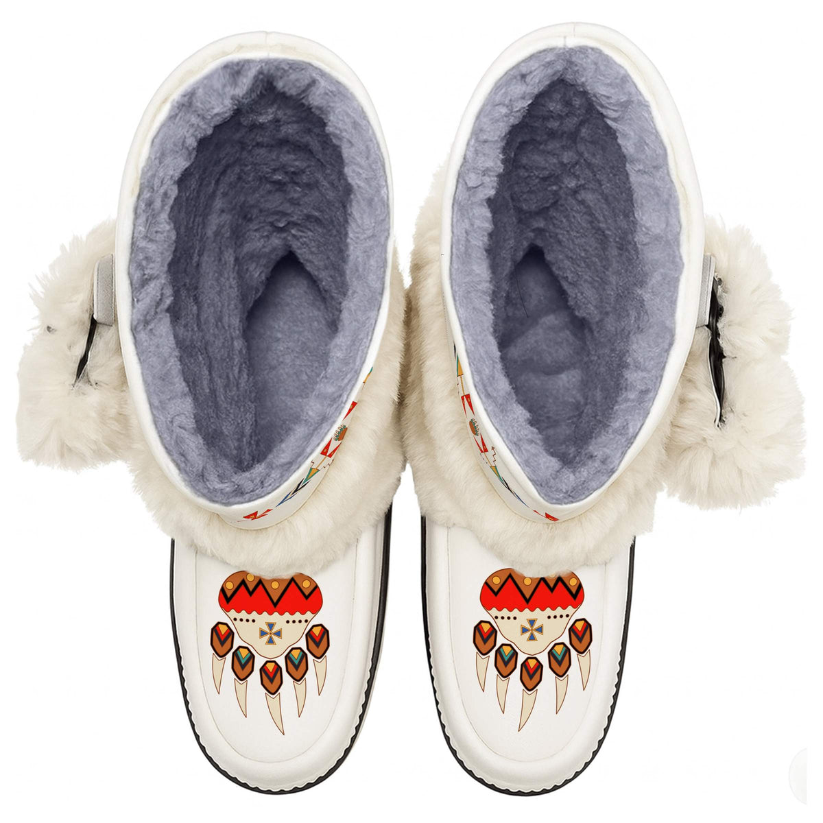 Morning Star Bear White Real Leather MocLux Calf with White Fur