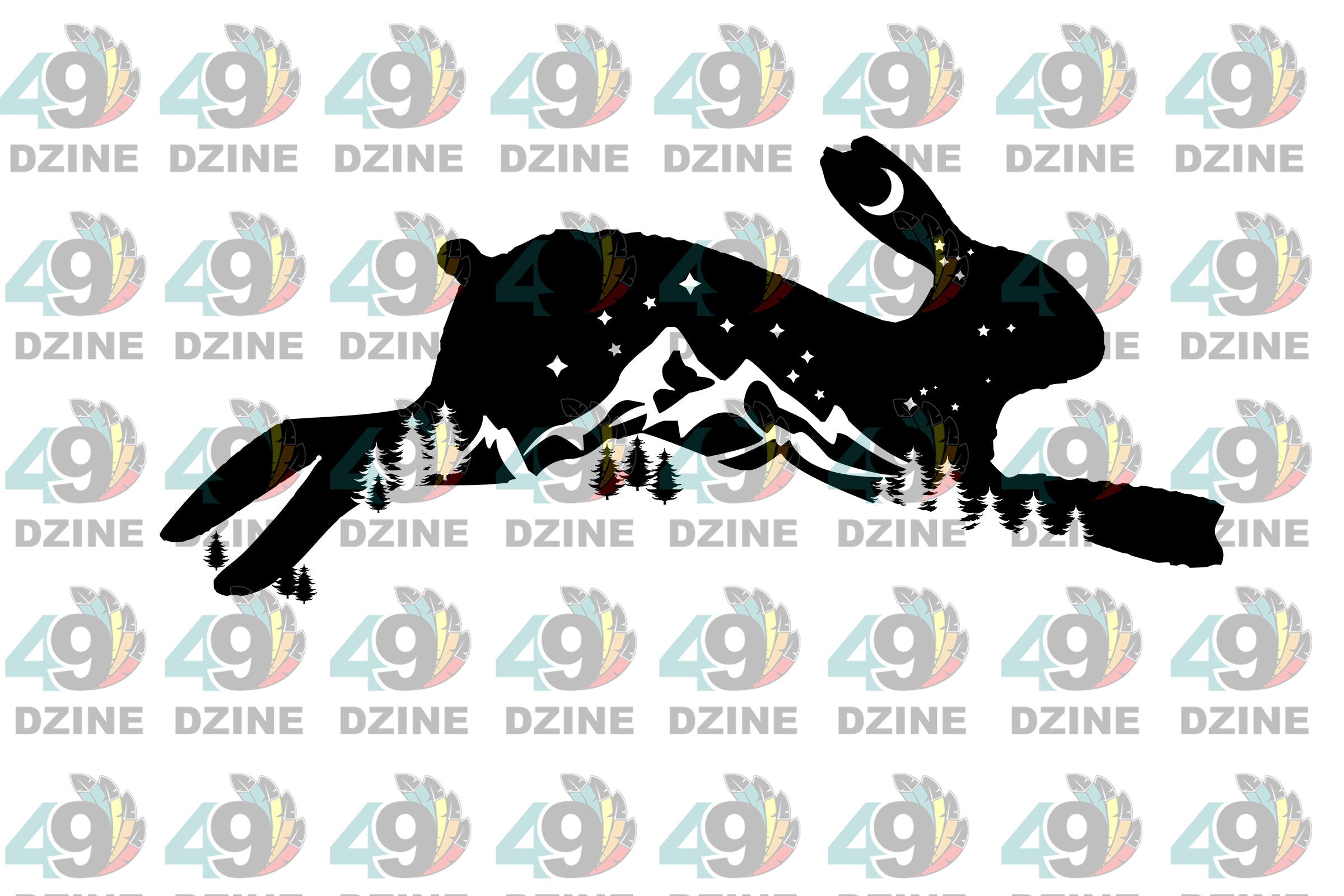 12-inch Black Nature Animals Transfer