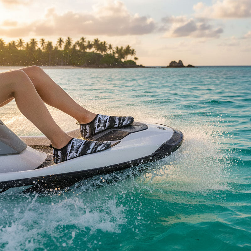 Okotoks Black and White Sockamoccs Kid's Sockamoccs Slip On Shoes