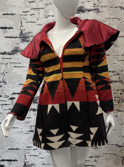 Red Wool Geometric Coat