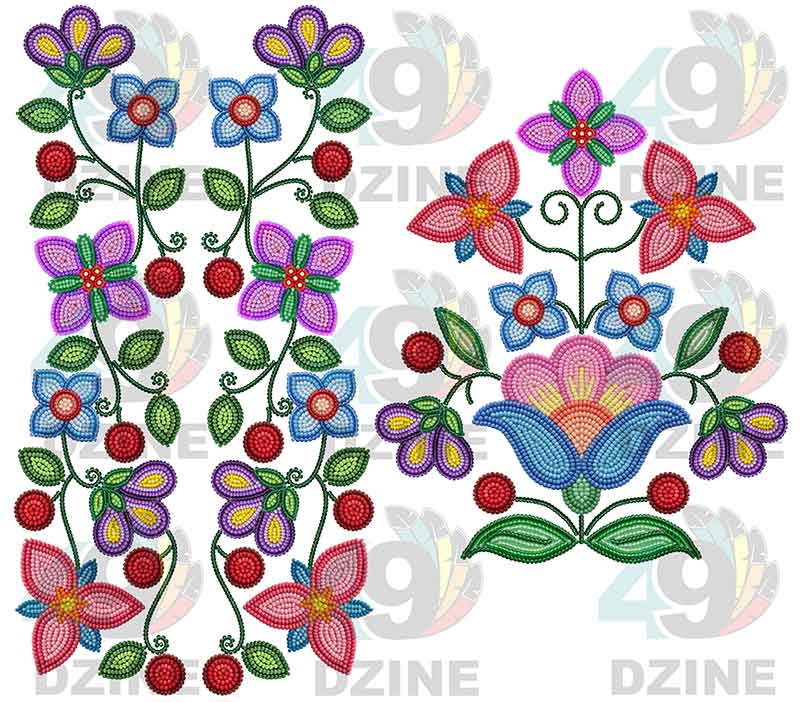 Petal Harmony Beadwork Set Transfer (Various Sizes)