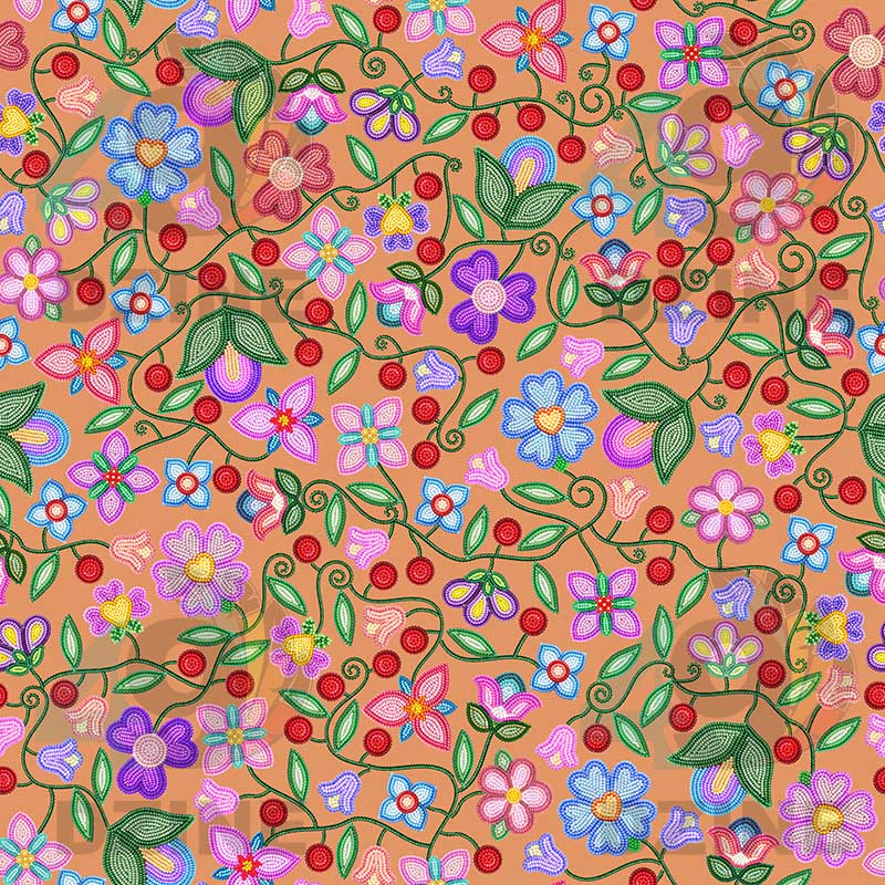 Petal Harmony Terracotta Satin Fabric By the Yard Pre Order