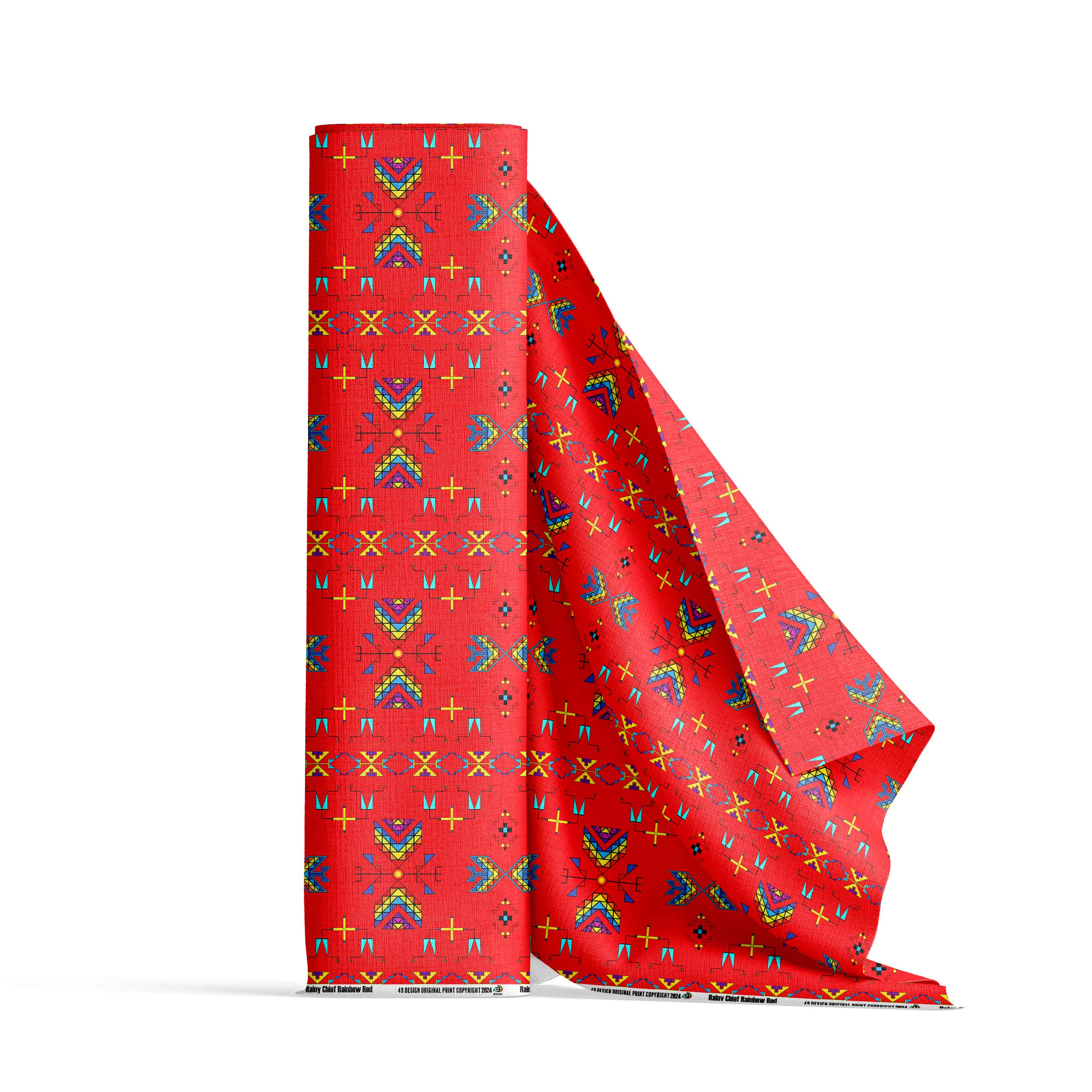 Rainy Chief Rainbow Red Satin Fabric By the Yard Pre Order