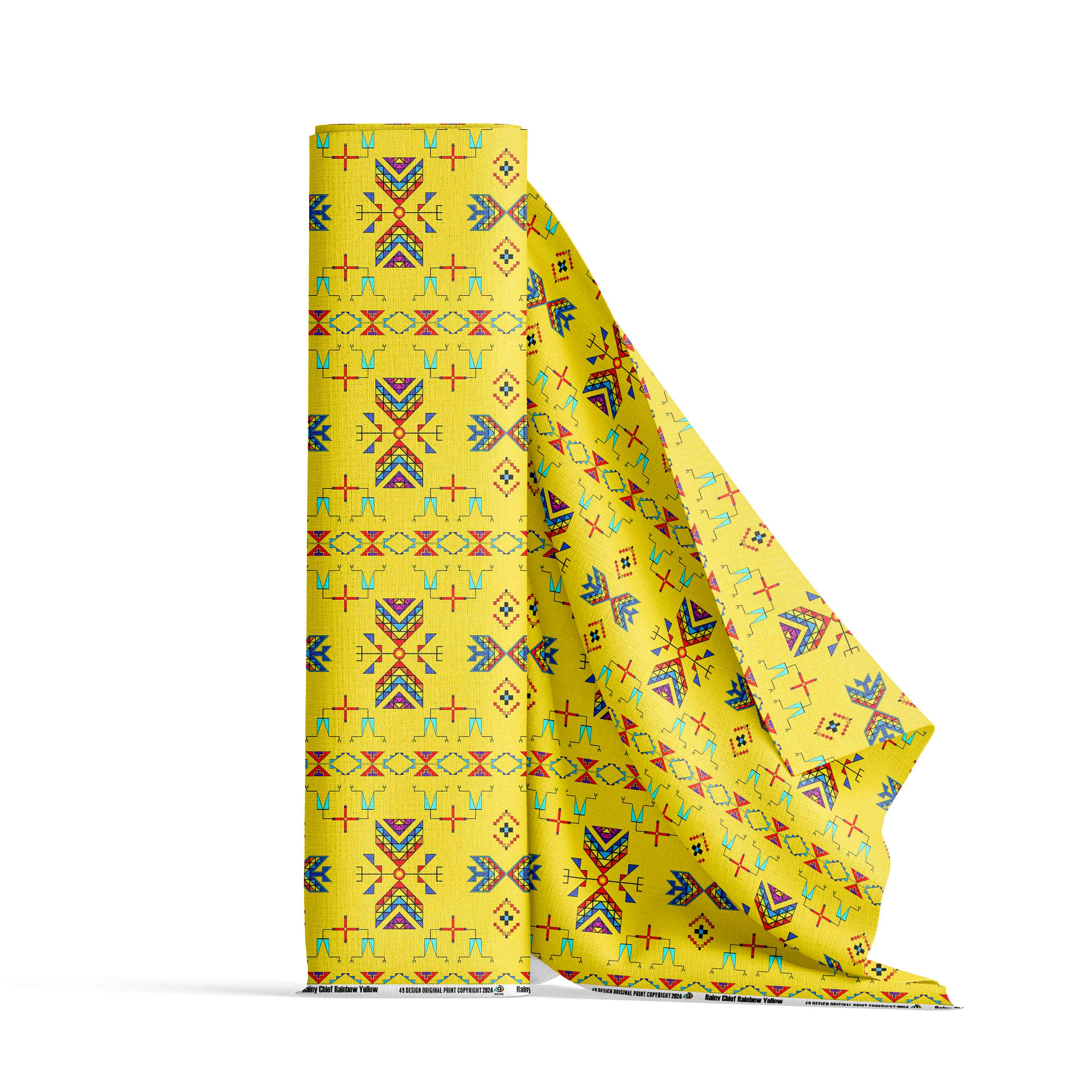 Rainy Chief Rainbow Yellow Satin Fabric By the Yard Pre Order