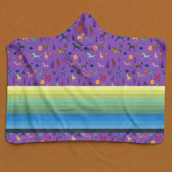 Sacred Horses Lavender Hooded Blanket