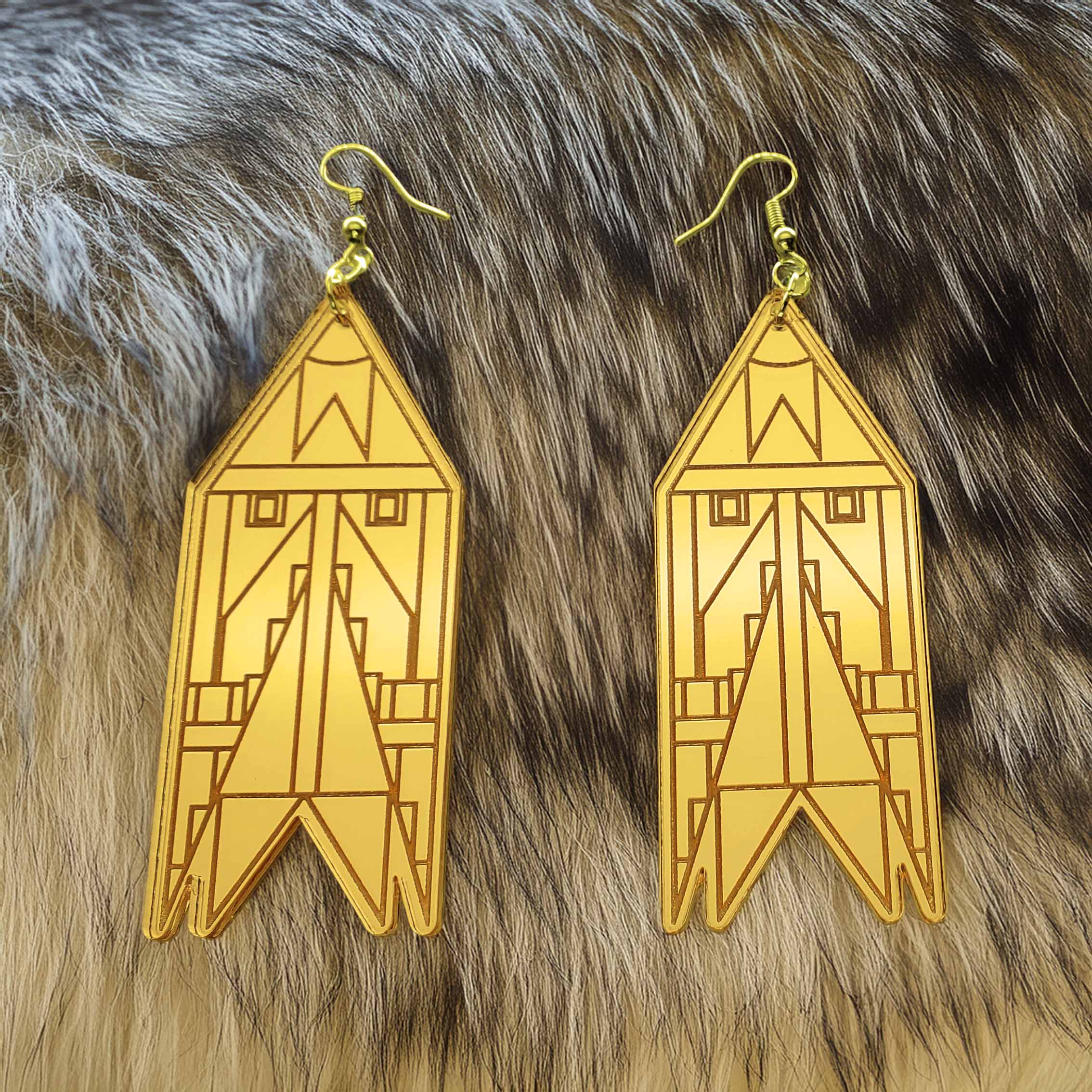 Sacred Path Geometric Design Handmade Acrylic Engraved Earring Set