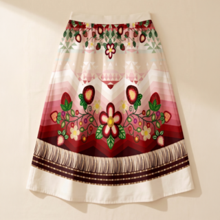 Sacred Strawberry Cream 1 Elastic Waist Pocket Midi Skirt