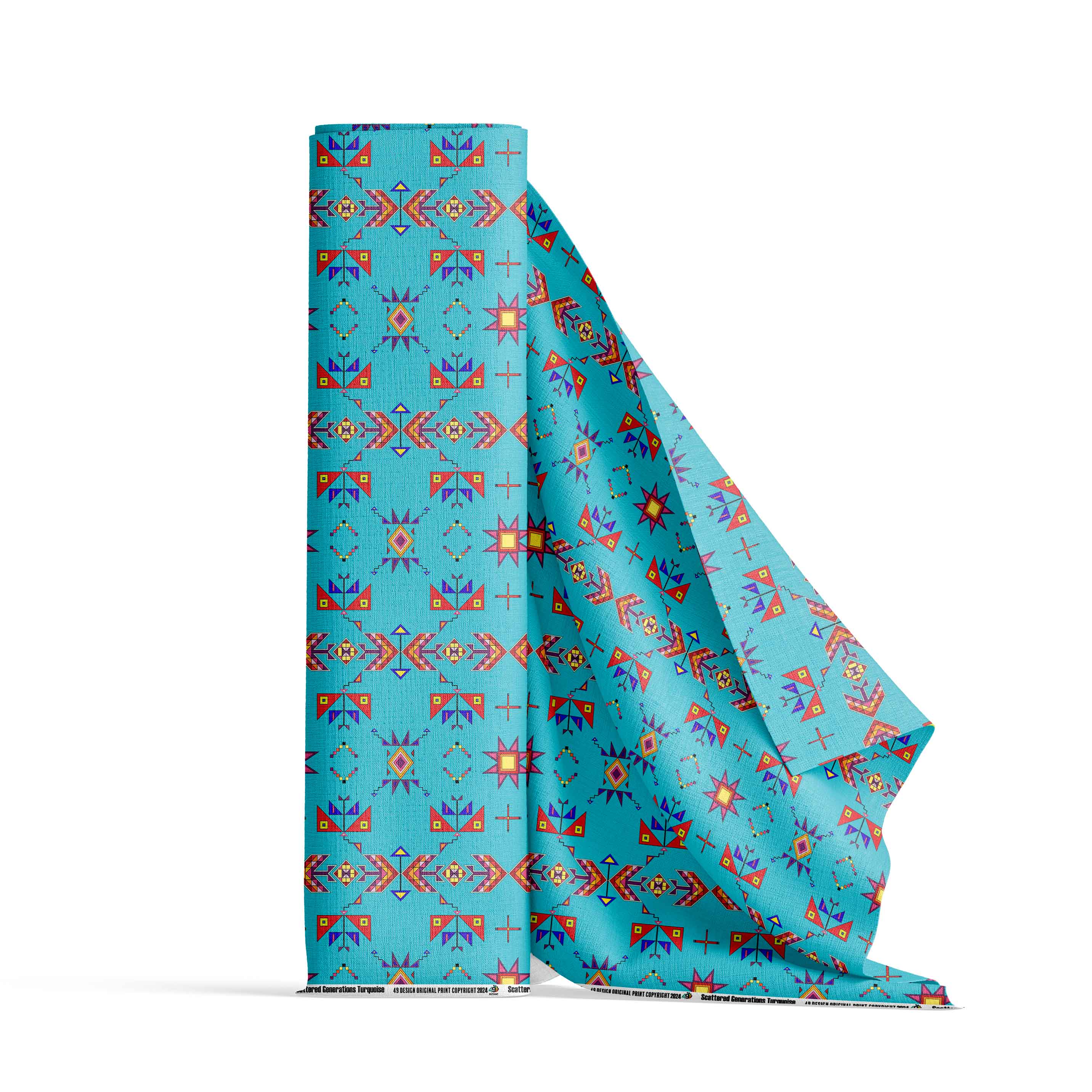 Scattered Generations Turquoise Satin Fabric By the Yard Pre Order