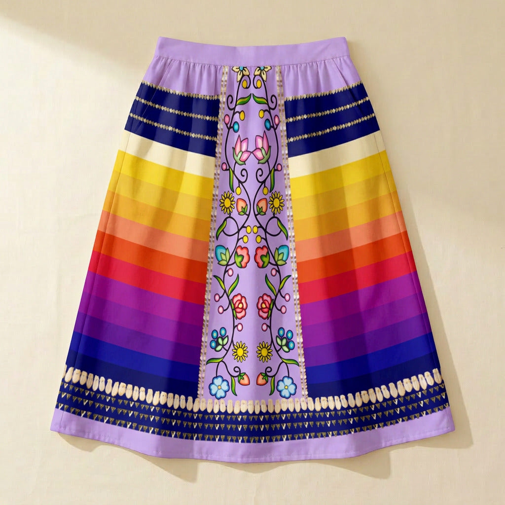 Grandmother Legacy Purple 2 Elastic Waist Pocket Midi Skirt