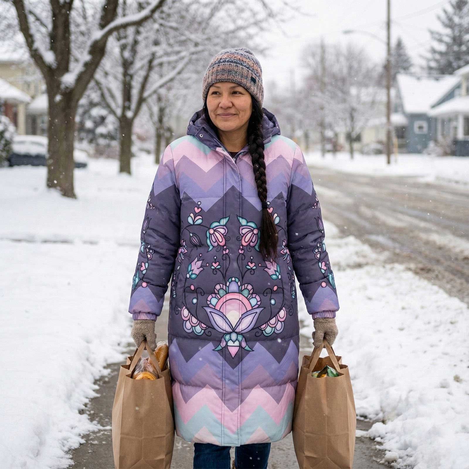 Silver Frostflower Unisex Long Down Jacket