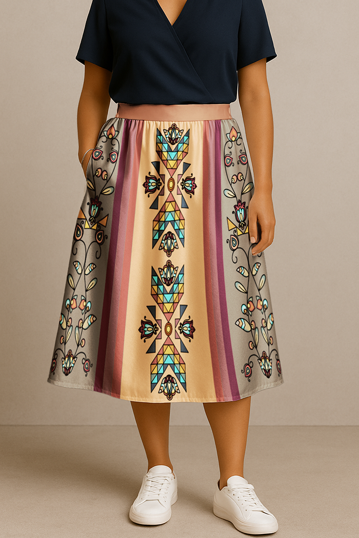Sister Arrows Earthy Elastic Waist Pocket Midi Skirt