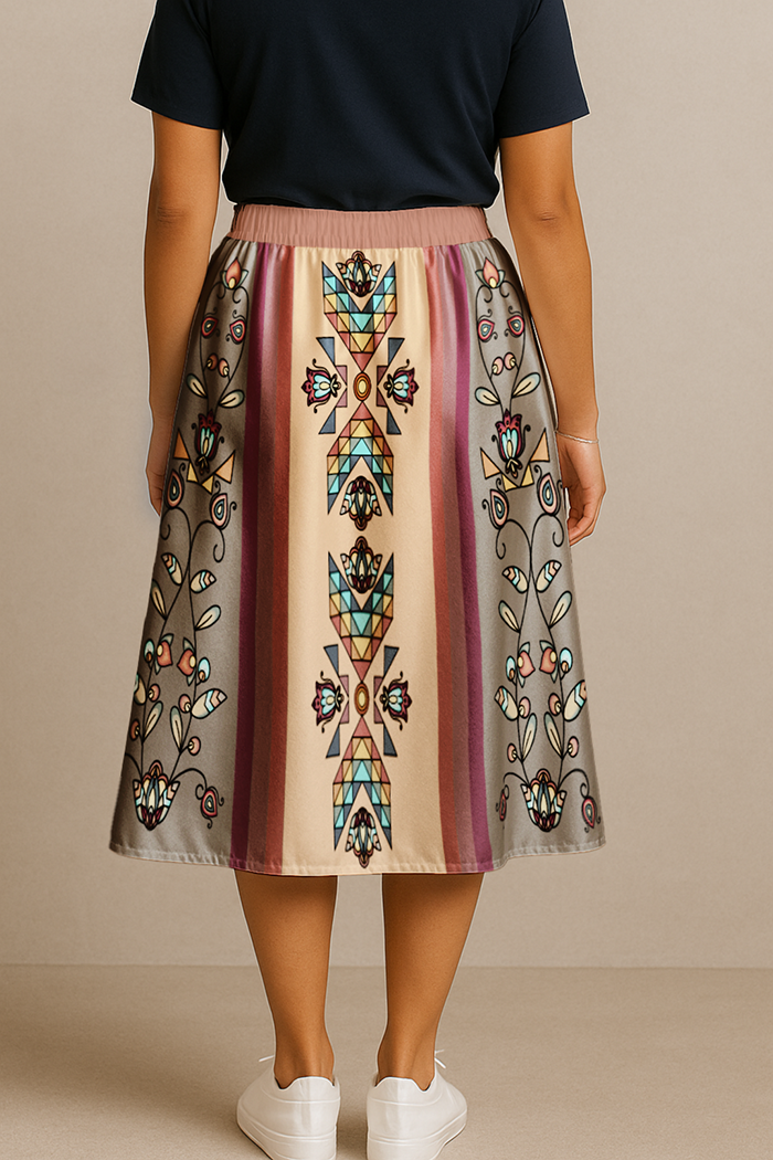 Sister Arrows Earthy Elastic Waist Pocket Midi Skirt