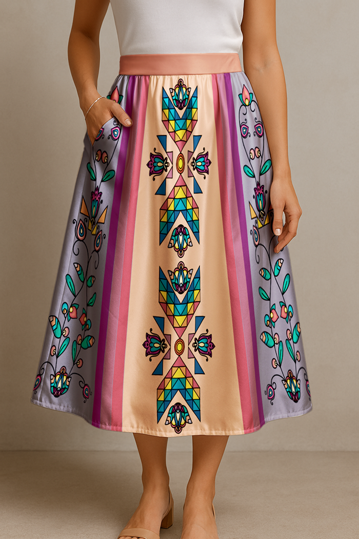 Sister Arrows Pastel Elastic Waist Pocket Midi Skirt