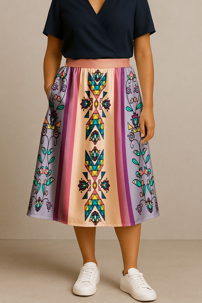 Sister Arrows Pastel Elastic Waist Pocket Midi Skirt