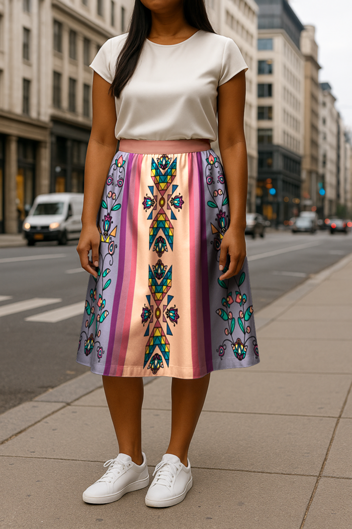 Sister Arrows Pastel Elastic Waist Pocket Midi Skirt