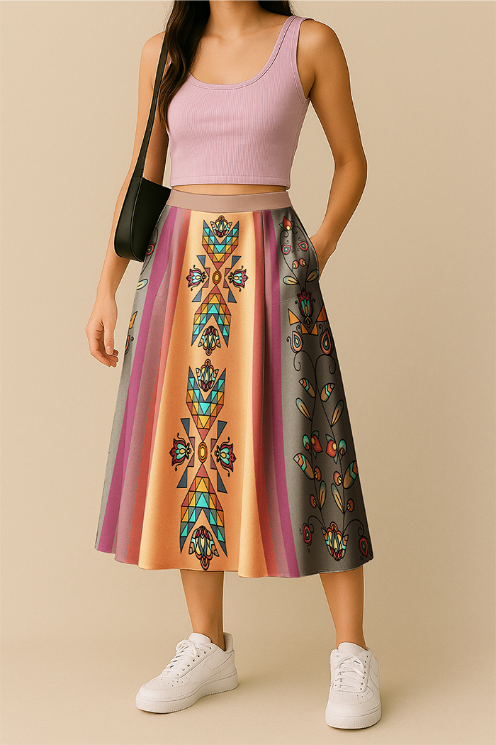 Sister Arrows Earthy Elastic Waist Pocket Midi Skirt