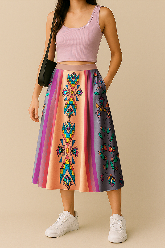 Sister Arrows Pastel Elastic Waist Pocket Midi Skirt