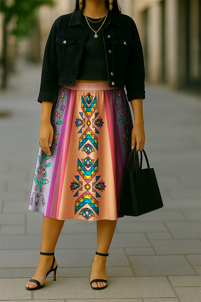 Sister Arrows Pastel Elastic Waist Pocket Midi Skirt