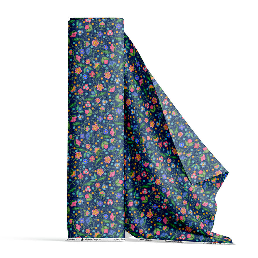 Skyberry Serenade Navy Satin Fabric By the Yard Pre Order