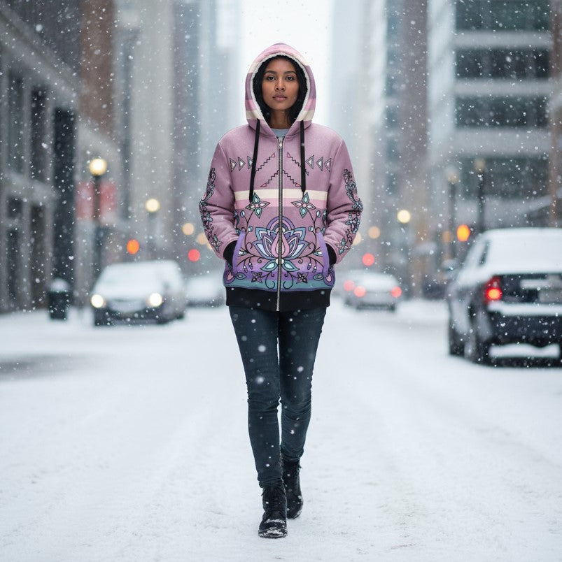 Snow Petal Spirit Women's Sherpa Hoodie