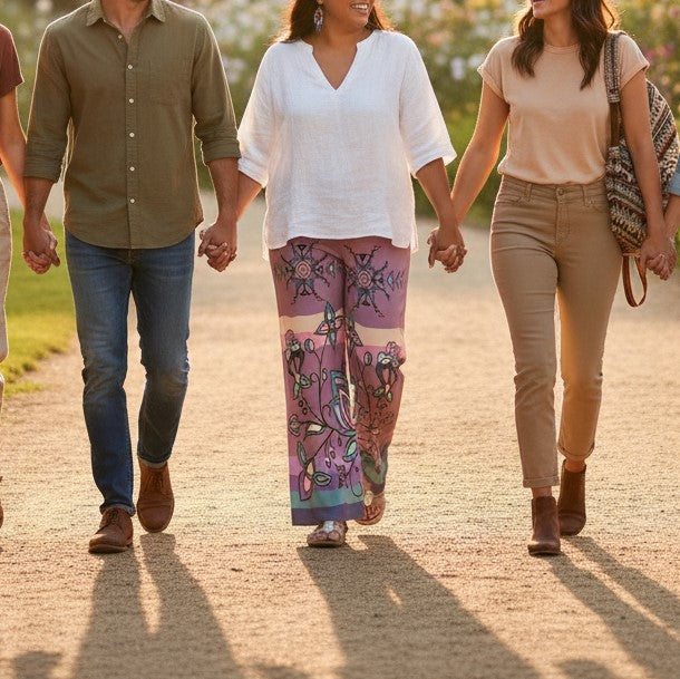 Snow Petal Spirit Women's Wide-Leg Pants