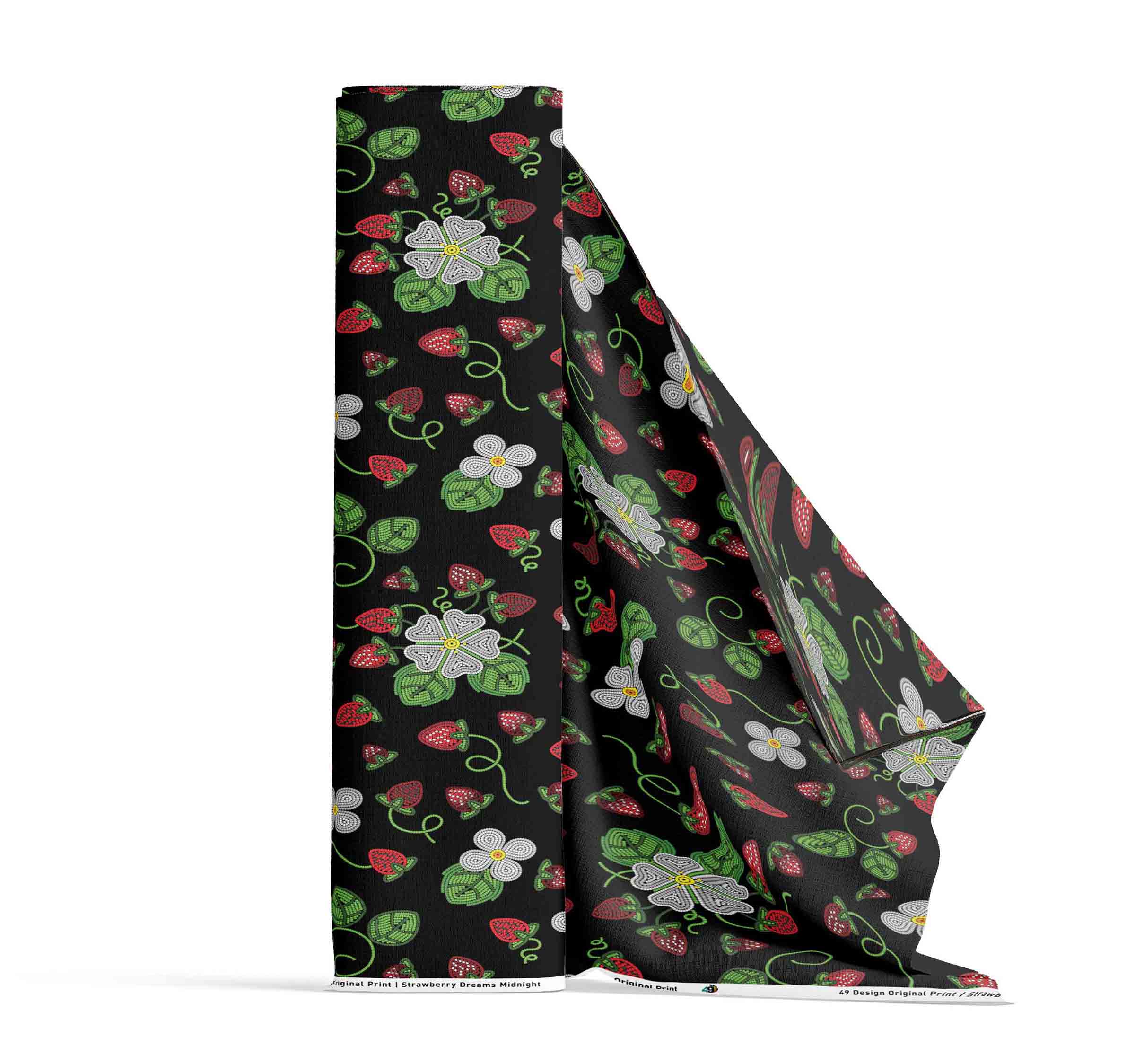 Strawberry Dreams Midnight Satin Fabric By the Yard Pre Order