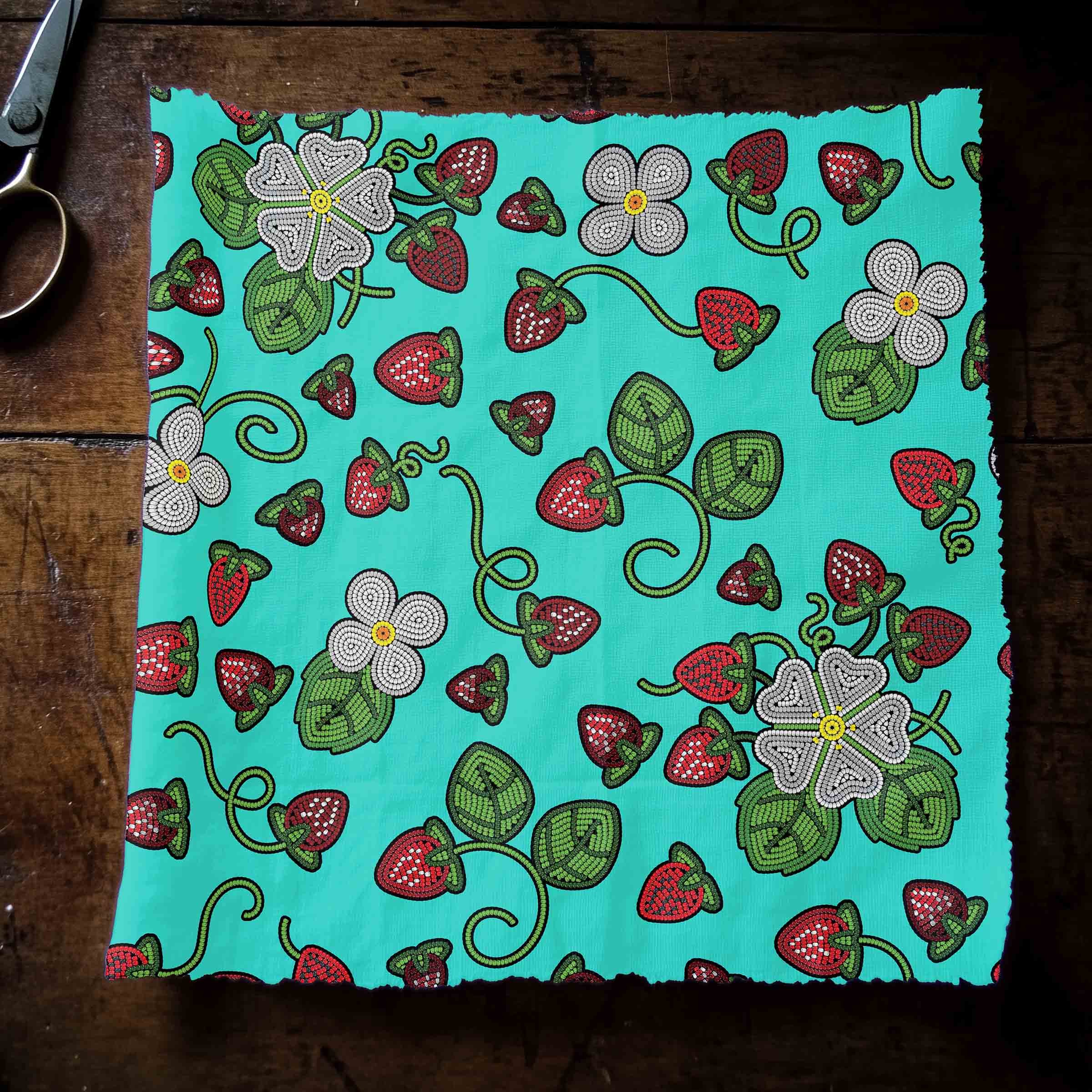 Strawberry Dreams Turquoise 56 Inch Cotton Poplin Pre Order