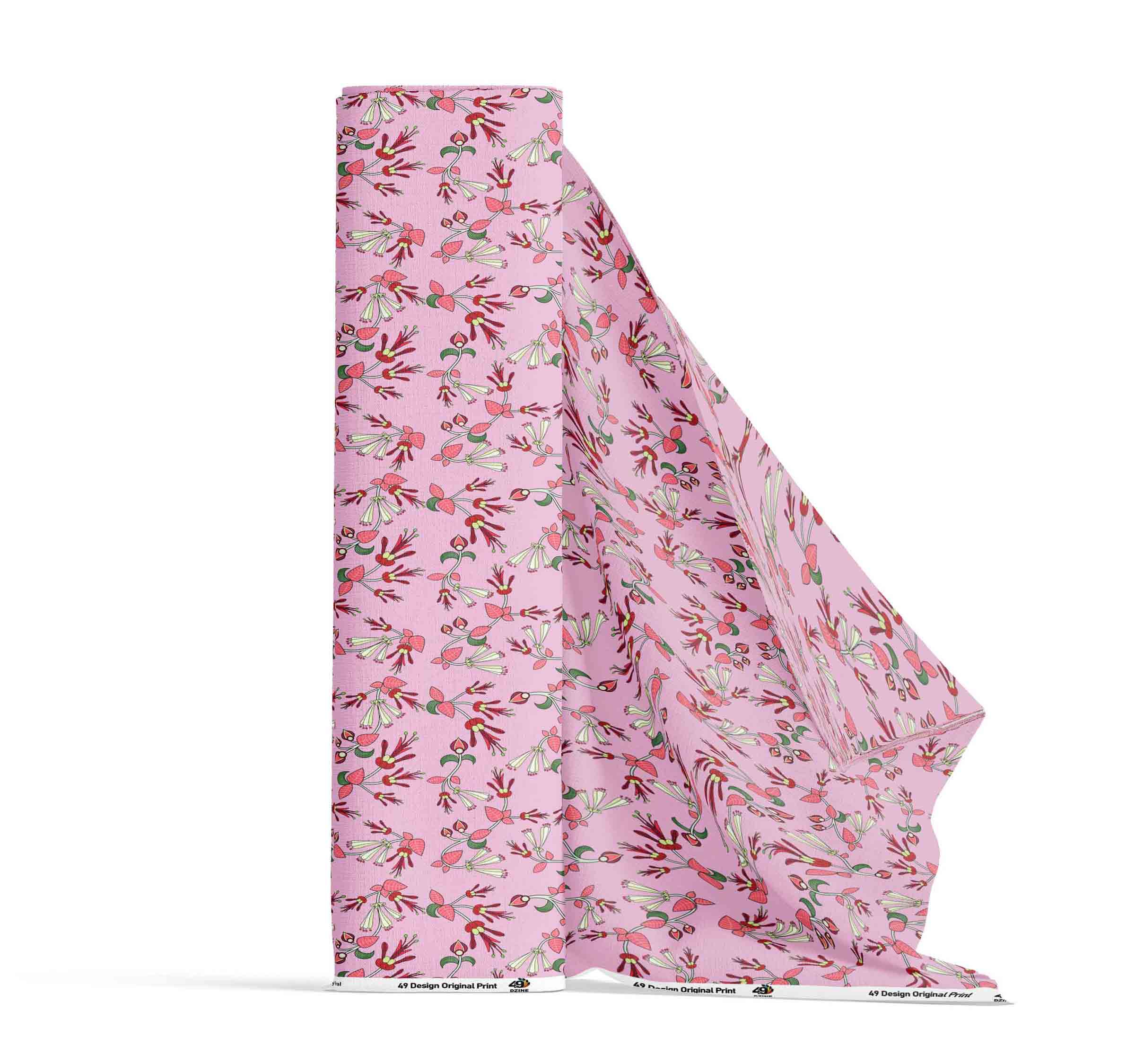 Strawberry Floral Satin Fabric By the Yard Pre Order