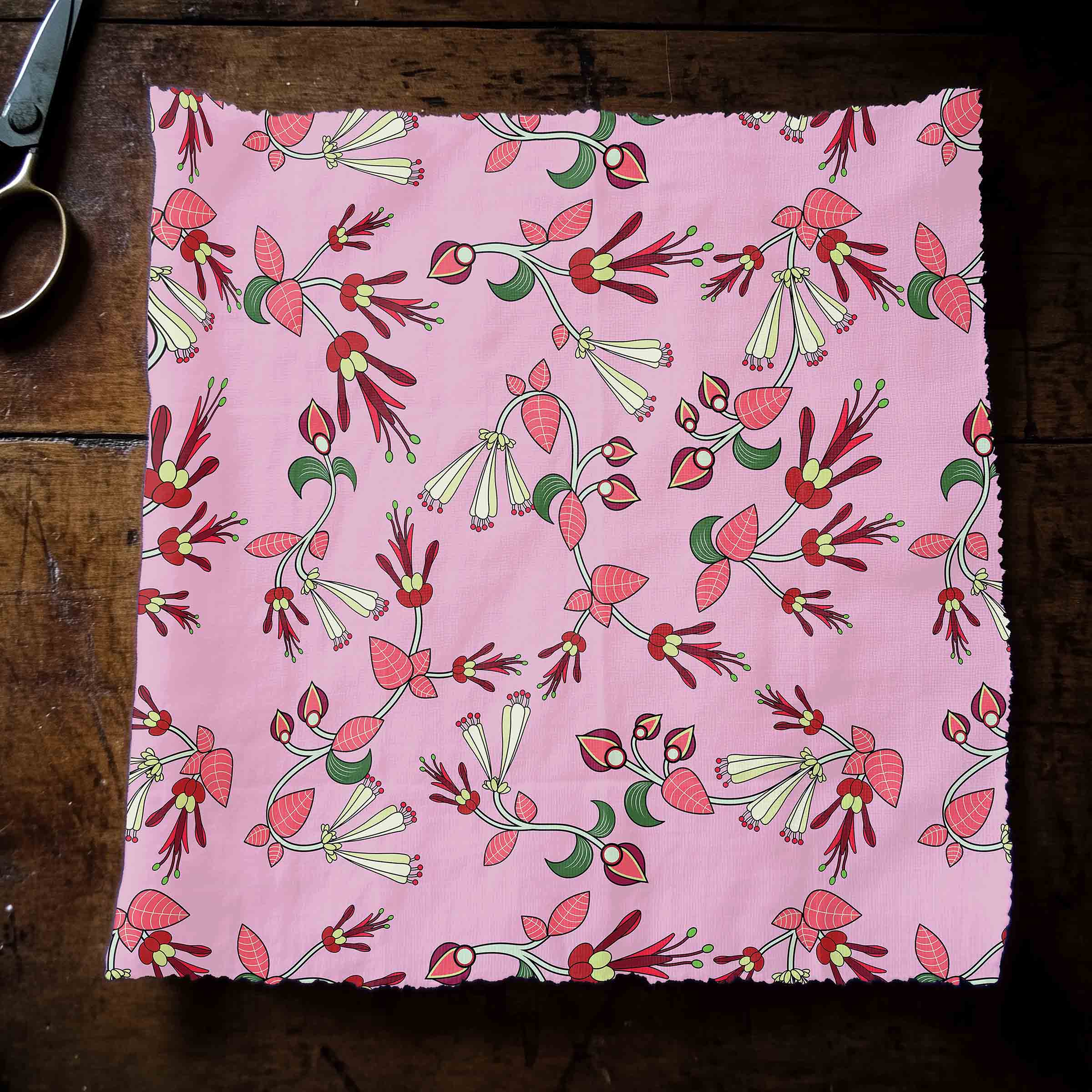 Strawberry Floral Satin Fabric By the Yard Pre Order