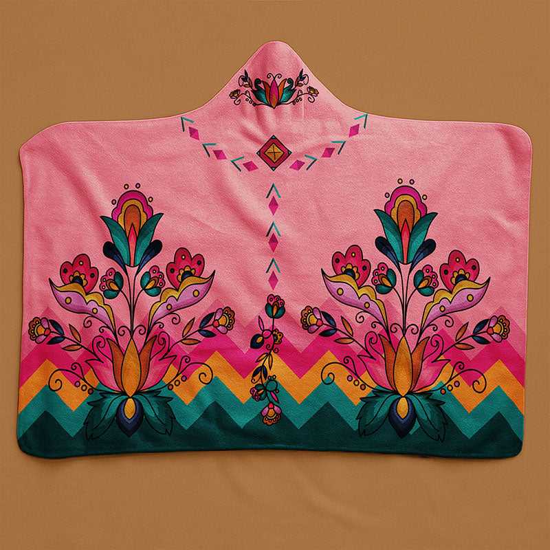 Copper Prairie Petals Women's Hooded Blanket