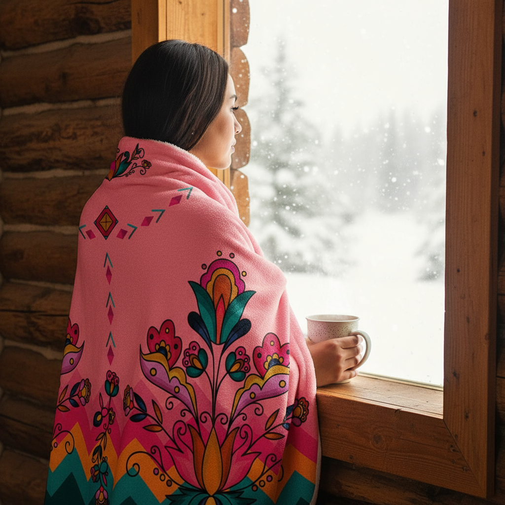 Copper Prairie Petals Women's Hooded Blanket