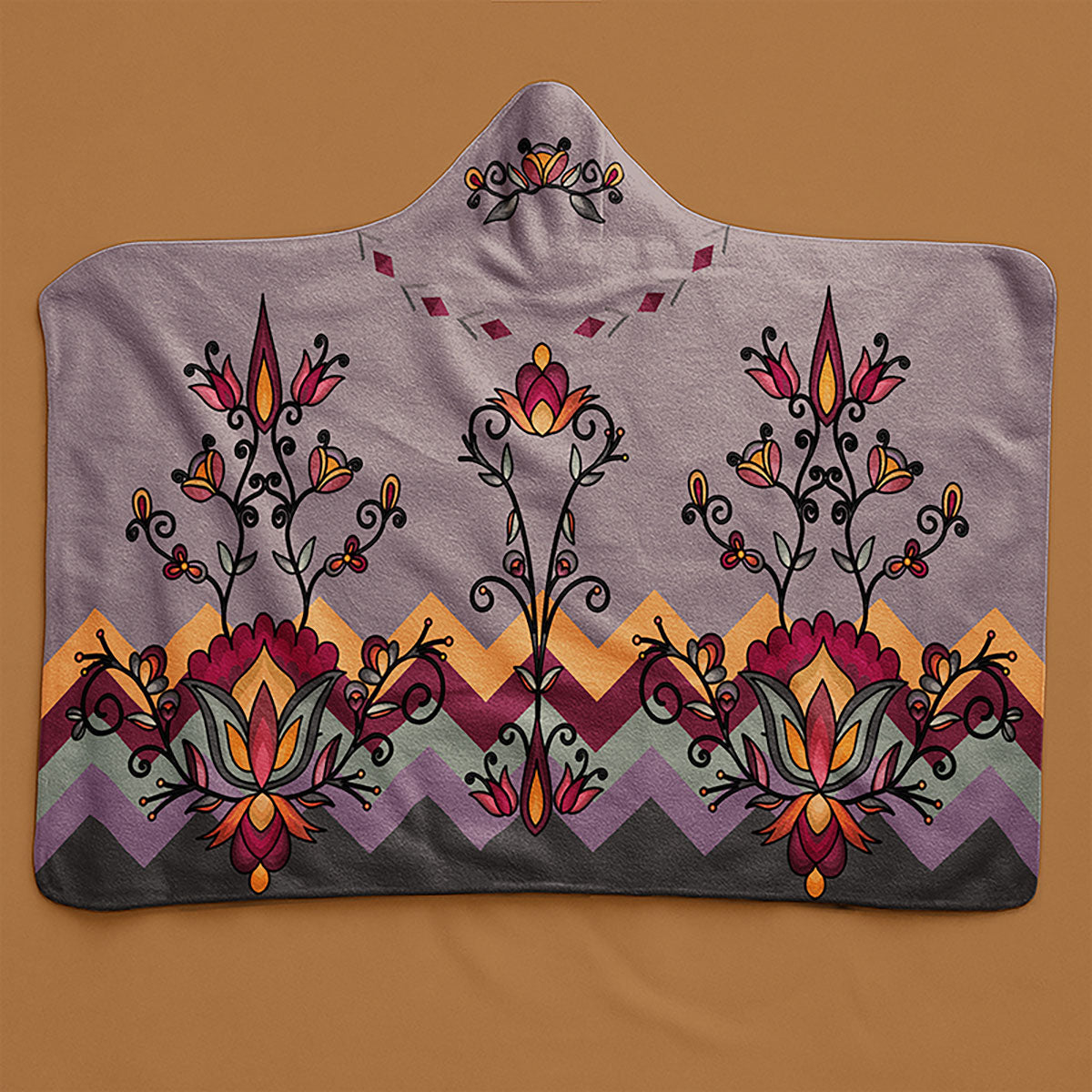 Crimson Drift Petals Women's Hooded Blanket