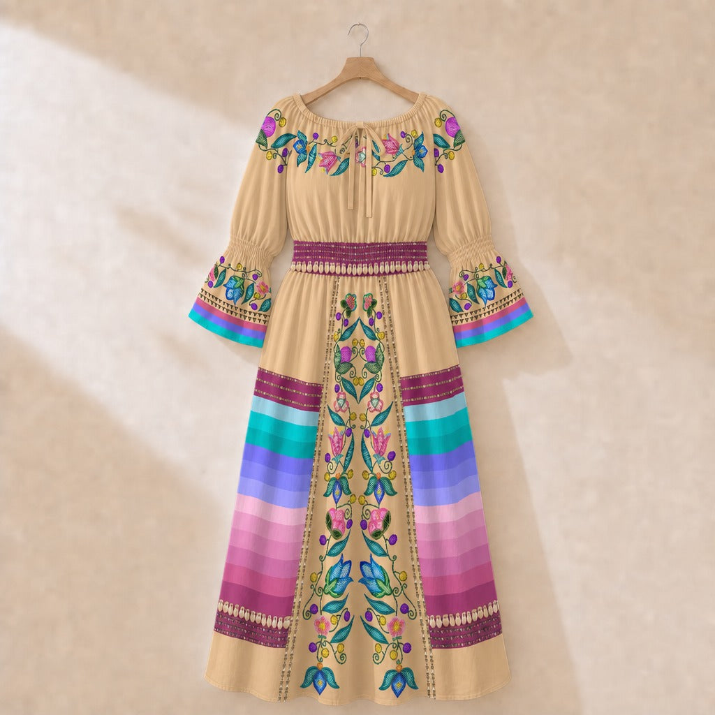 Sweet Offering Cream 2 Smocked Waist Peasant Dress