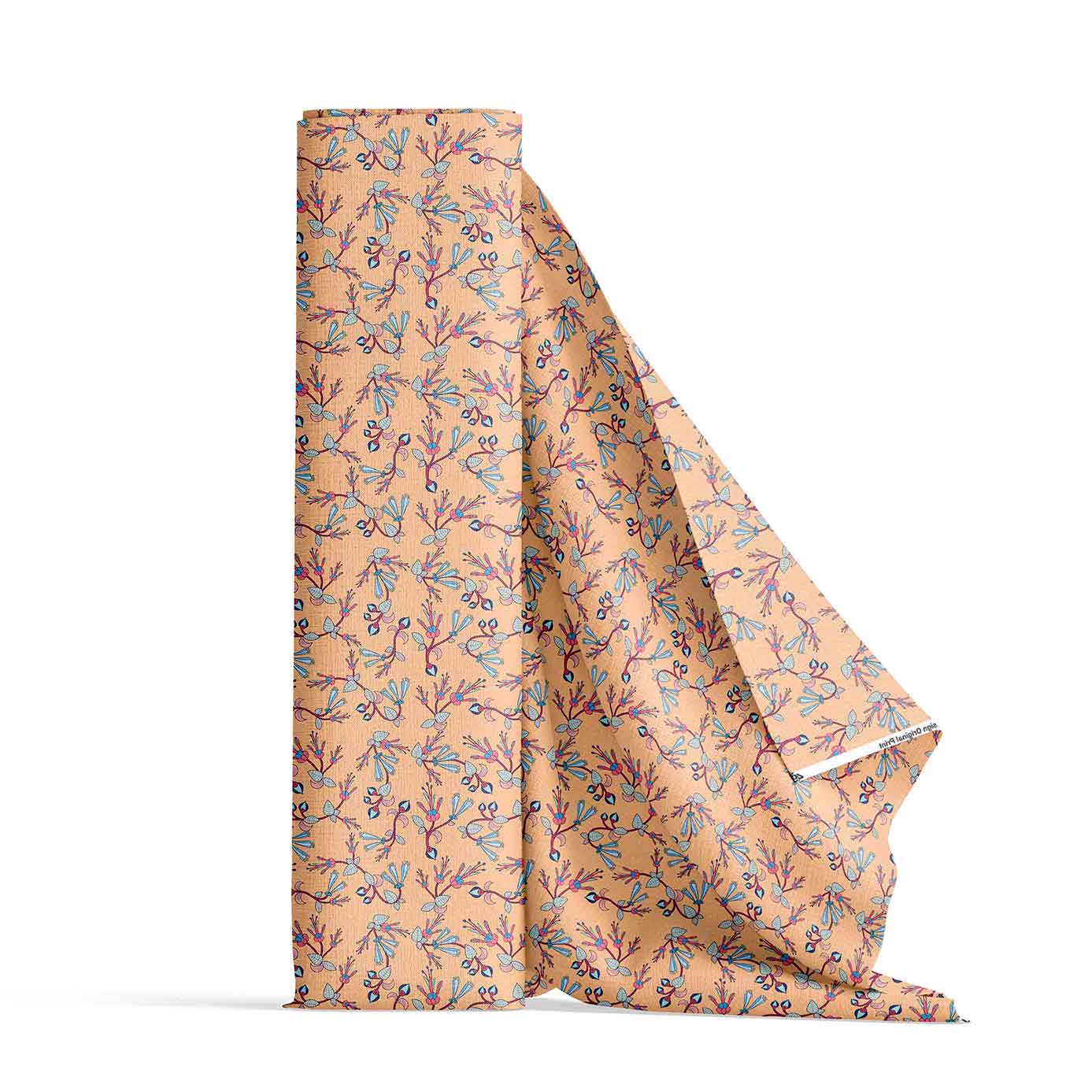 Swift Floral Peach Satin Fabric By the Yard Pre Order