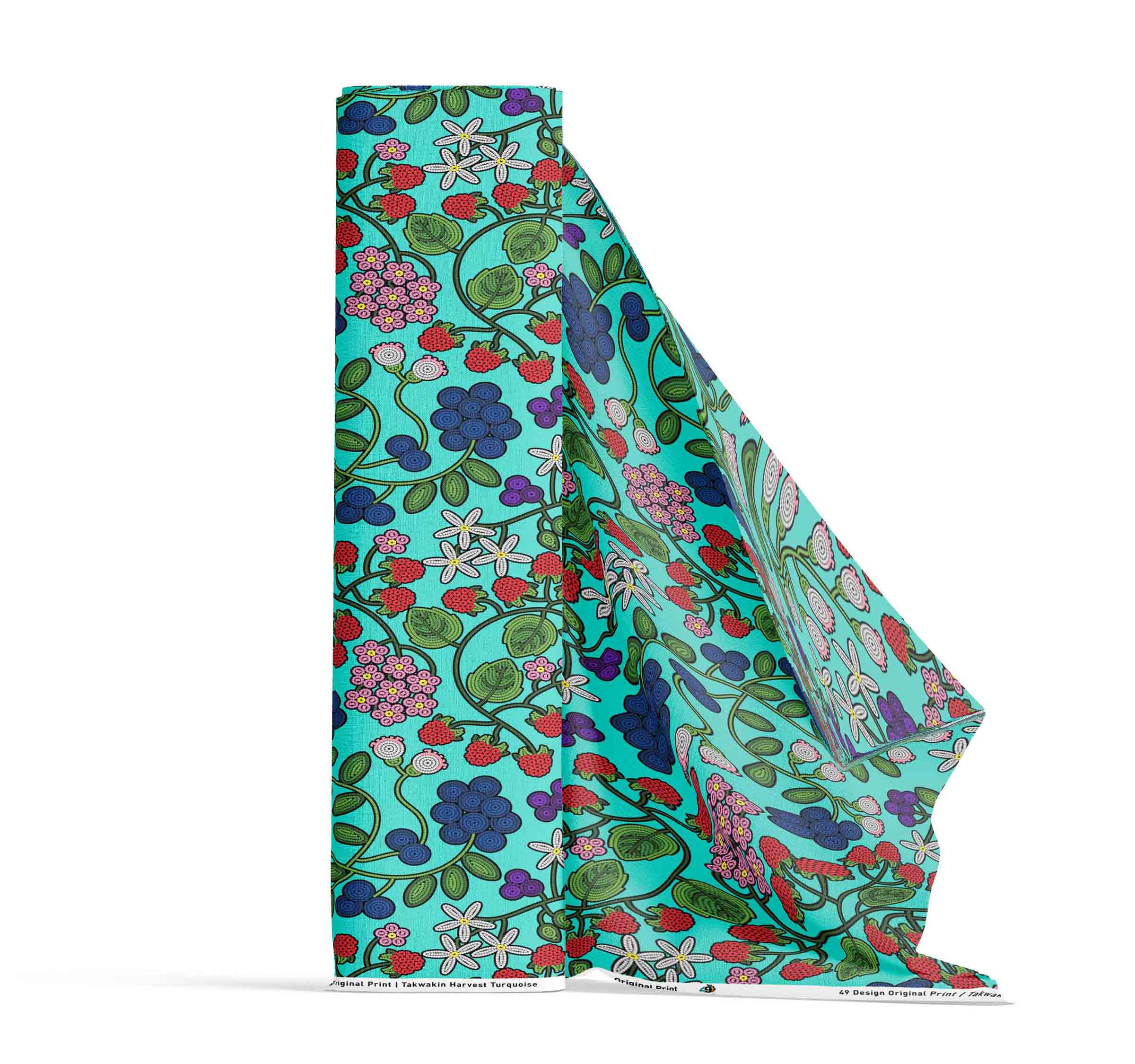 Takwakin Harvest Turquoise Satin Fabric By the Yard Pre Order