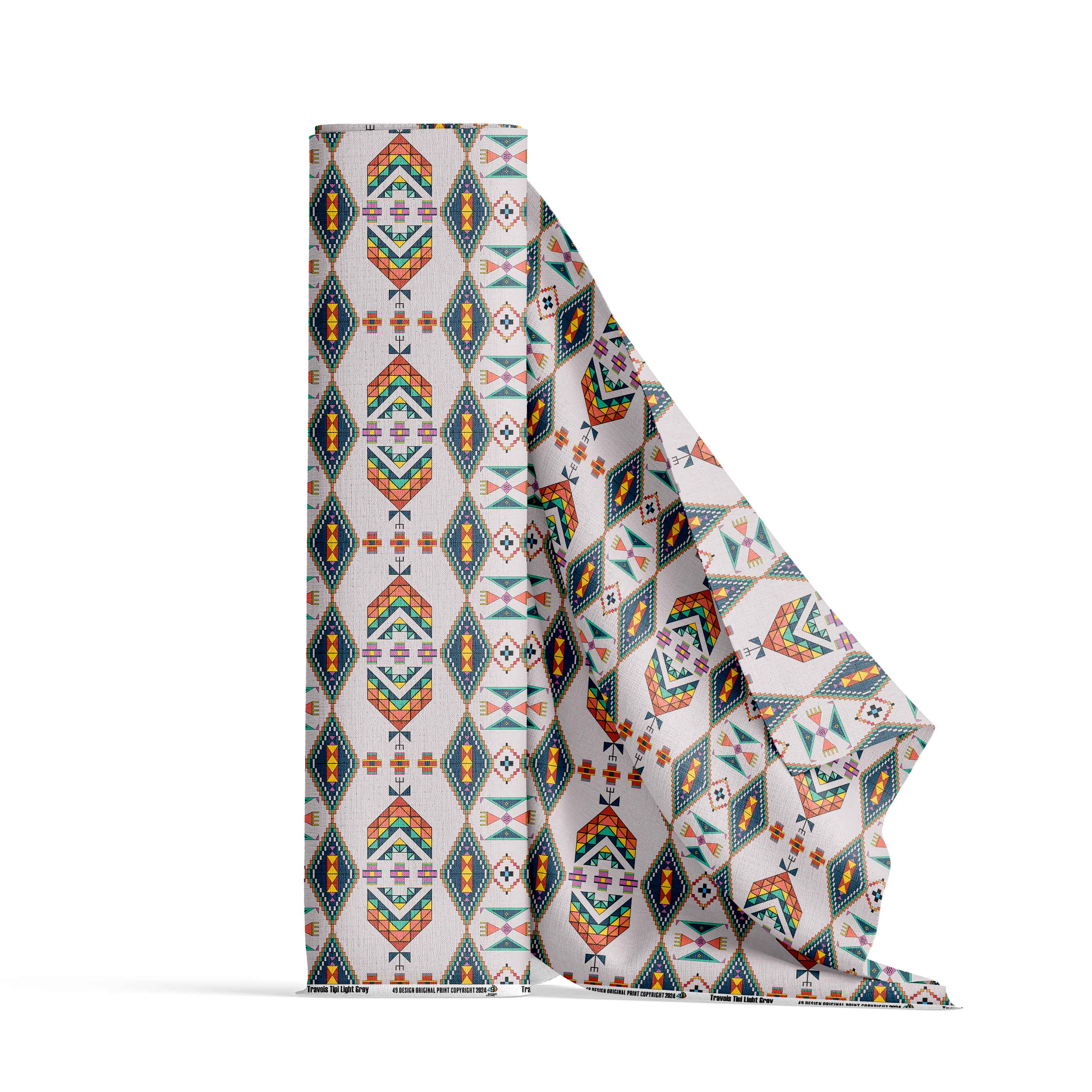 Travois Tipi Light Grey Satin Fabric By the Yard Pre Order