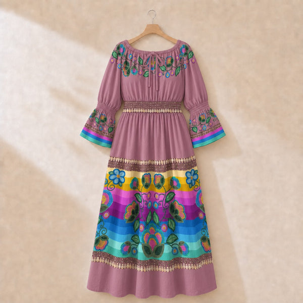Turquoise Sunbeam Pink 1 Smocked Waist Peasant Dress