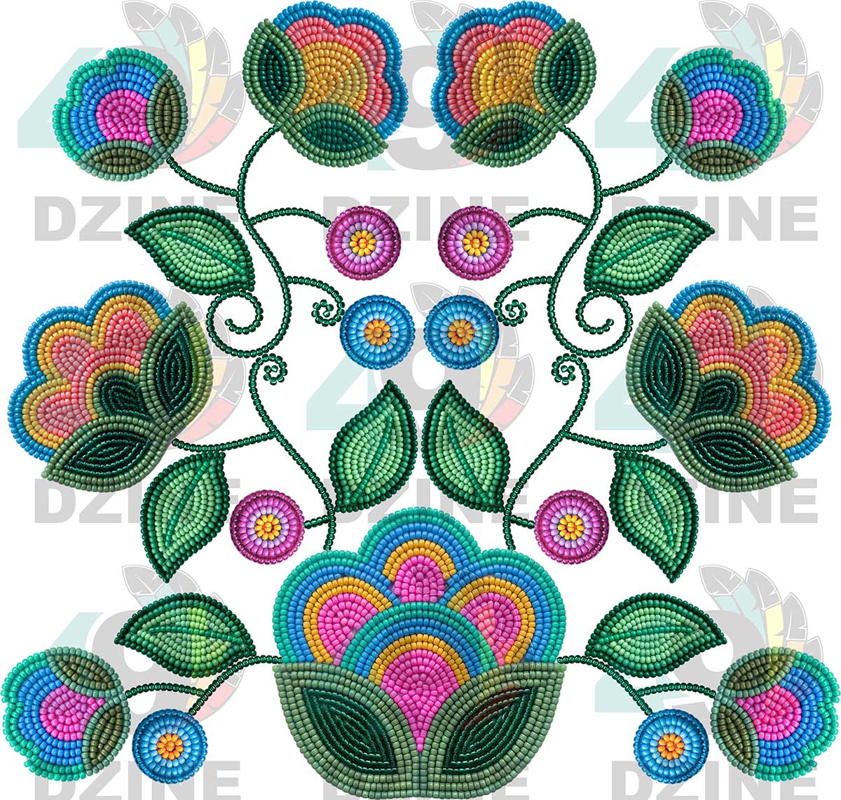 Turquoise Sunbeam Beadwork Transfer (Various Sizes)