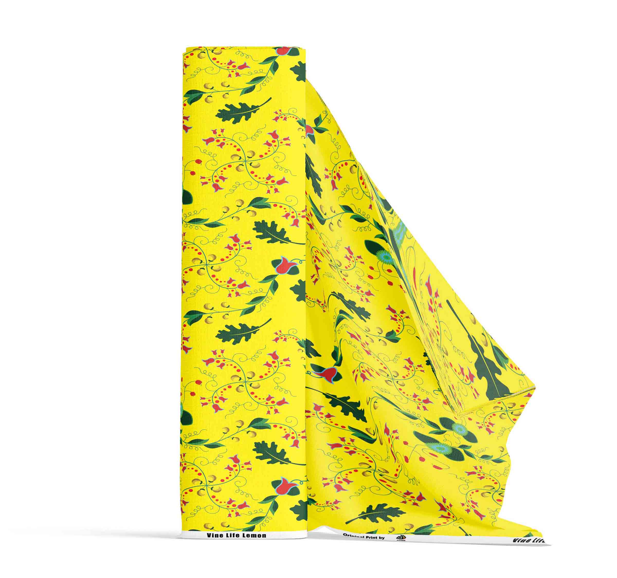 Vine Life Lemon Satin Fabric By the Yard Pre Order