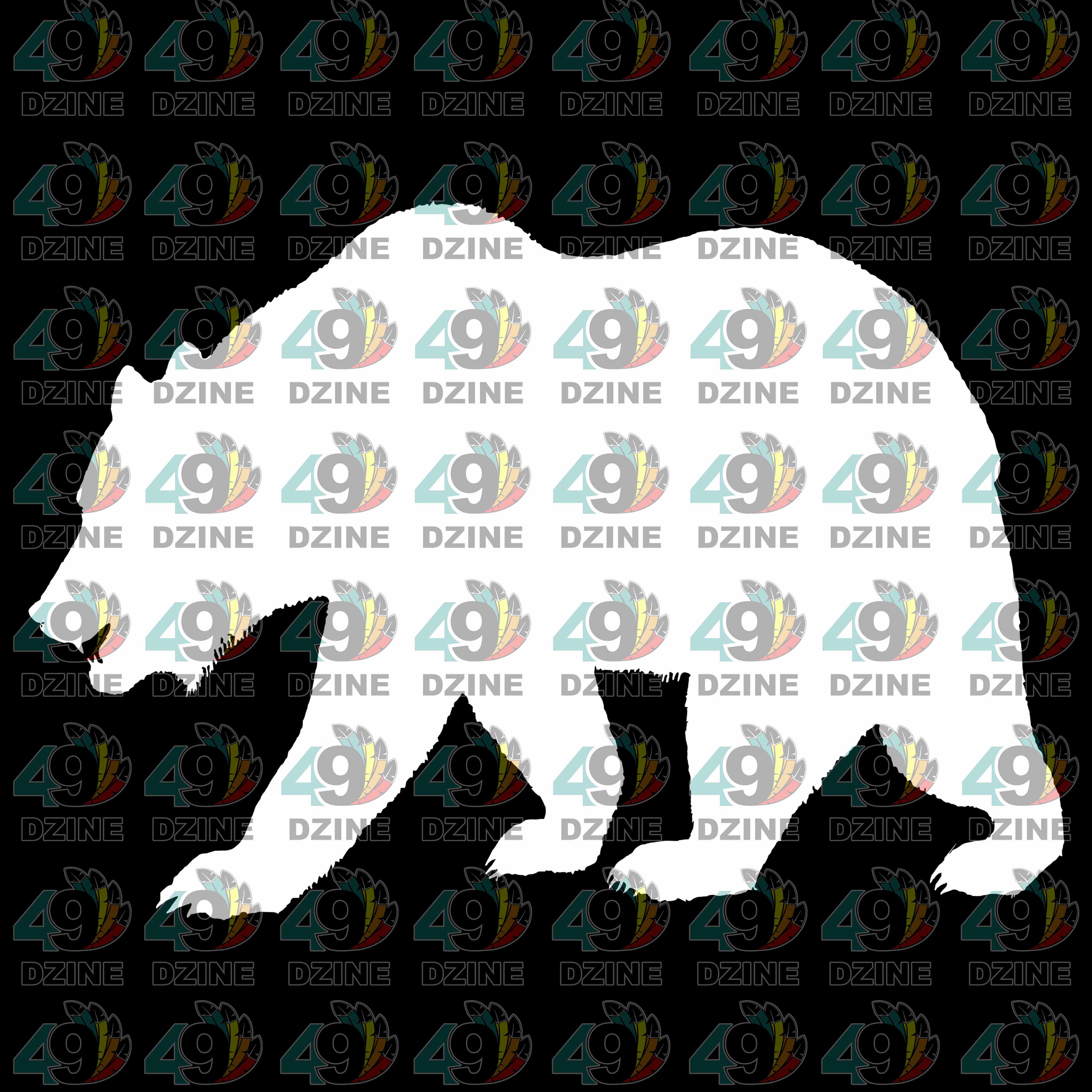 12-inch White Black Bear Transfer