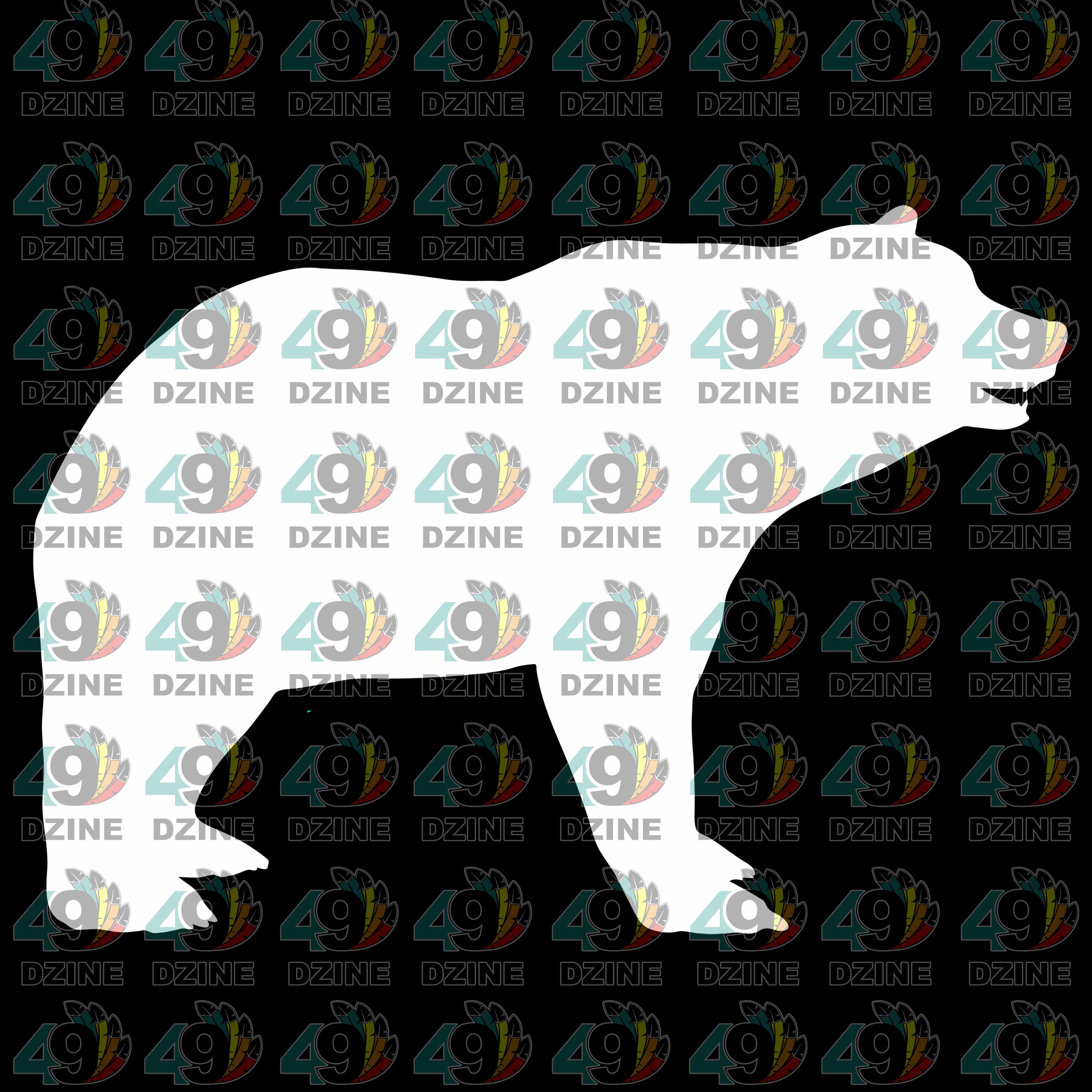 12-inch White Black Bear Transfer
