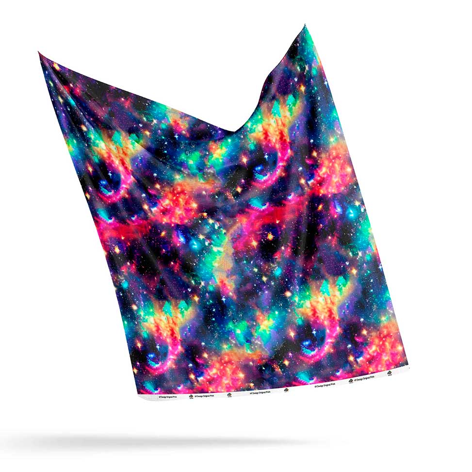 Cosmic Rainbow Satin Fabric By the Yard Pre Order