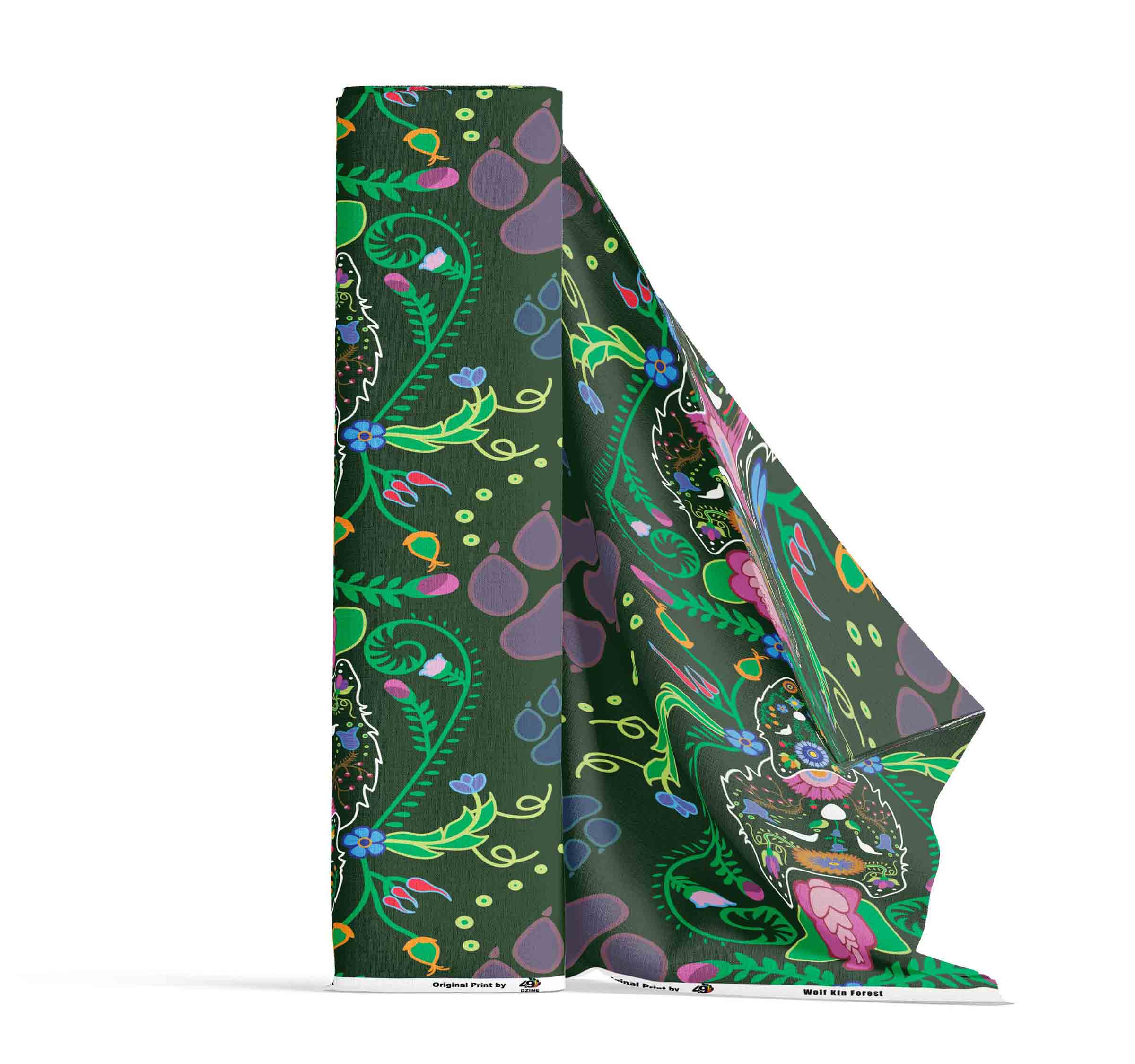 Wolf Kin Forest Satin Fabric By the Yard Pre Order