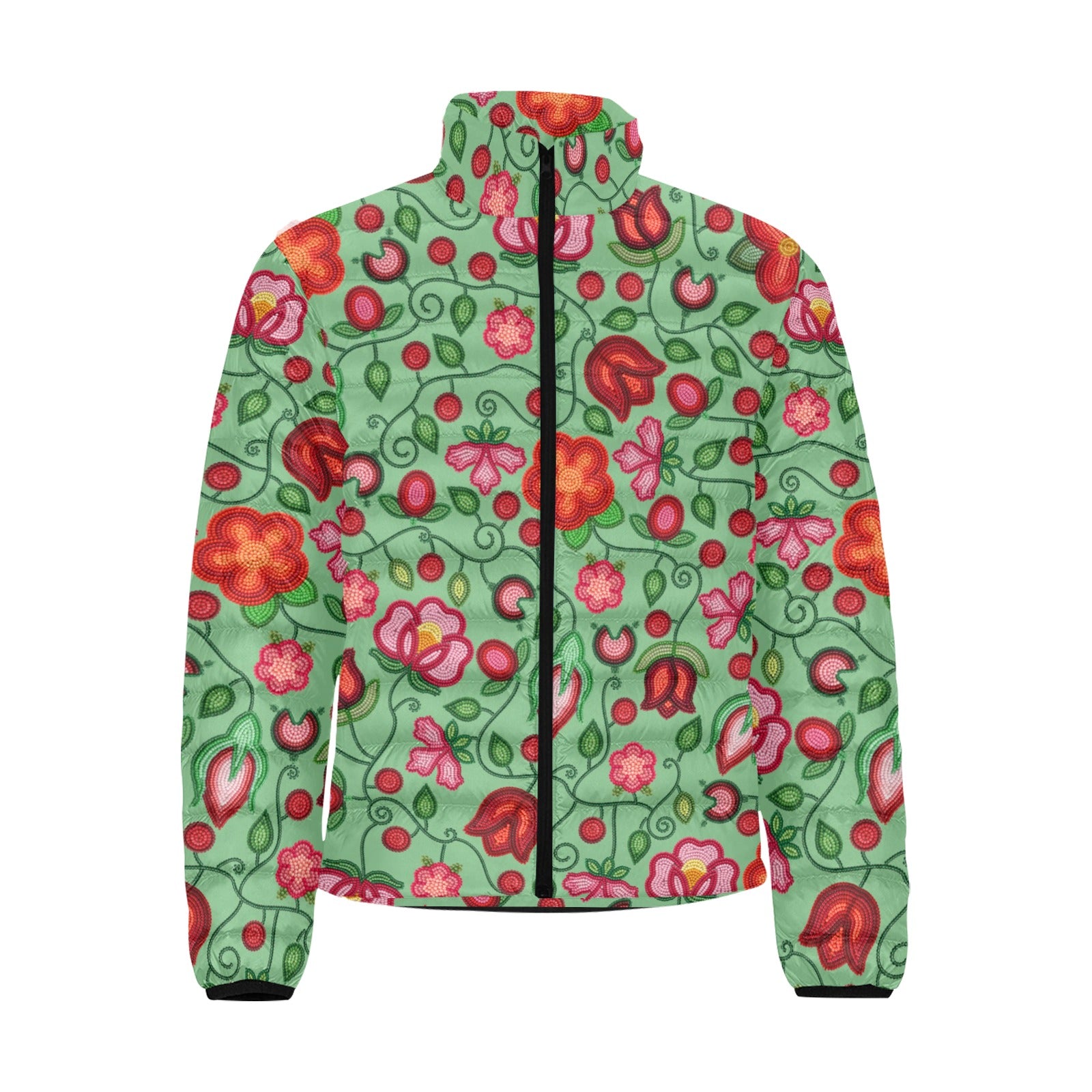 Rose Reverie Green Men's Padded Jacket