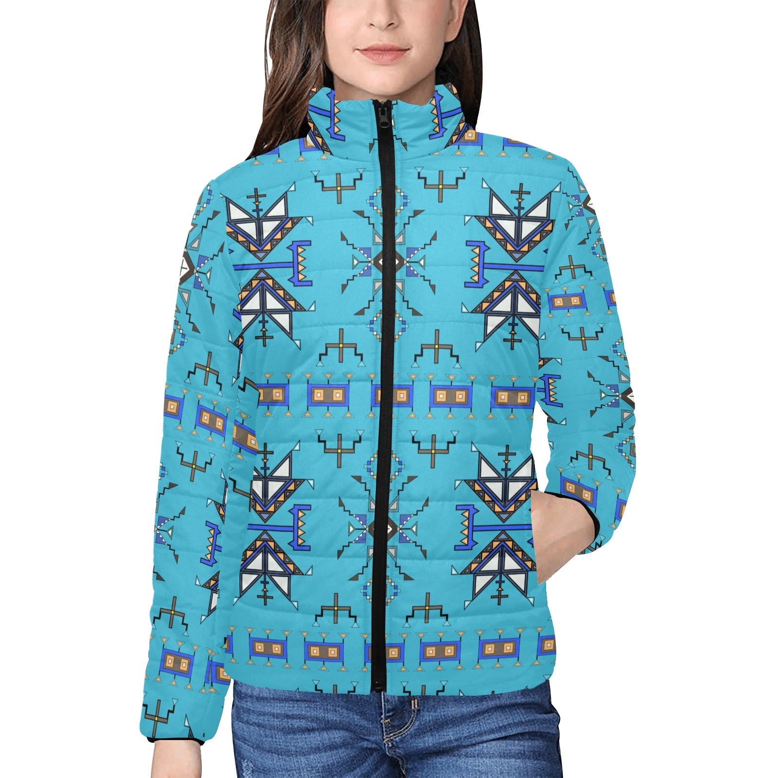 Eagle Strike Blue Women's Stand Collar Padded Jacket